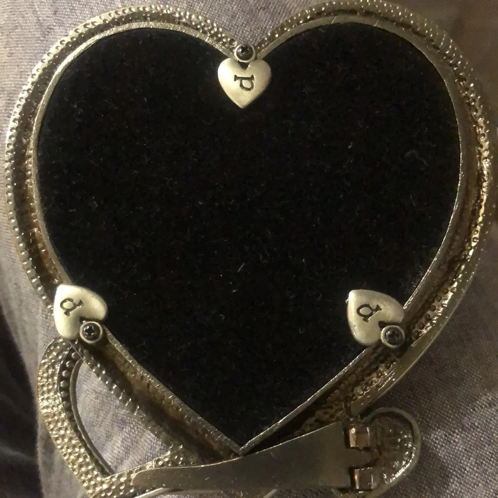 Pryde Interiors Photo/Picture Frame Double Heart Pewter 10.5x5”